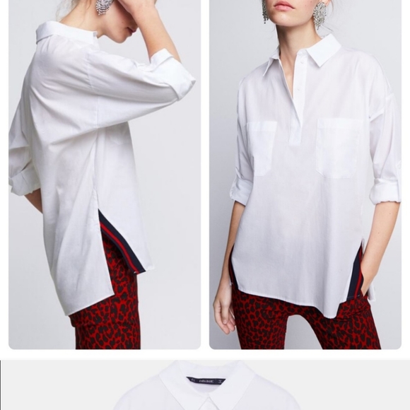 NWT: ZARA OVERSIZED BLOUSE WITH  RIBBON - Picture 1 of 4
